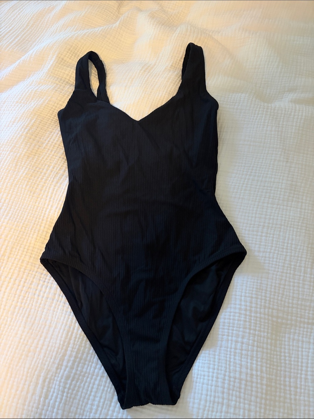 Andie Black Ribbed One-Piece Swimsuit
